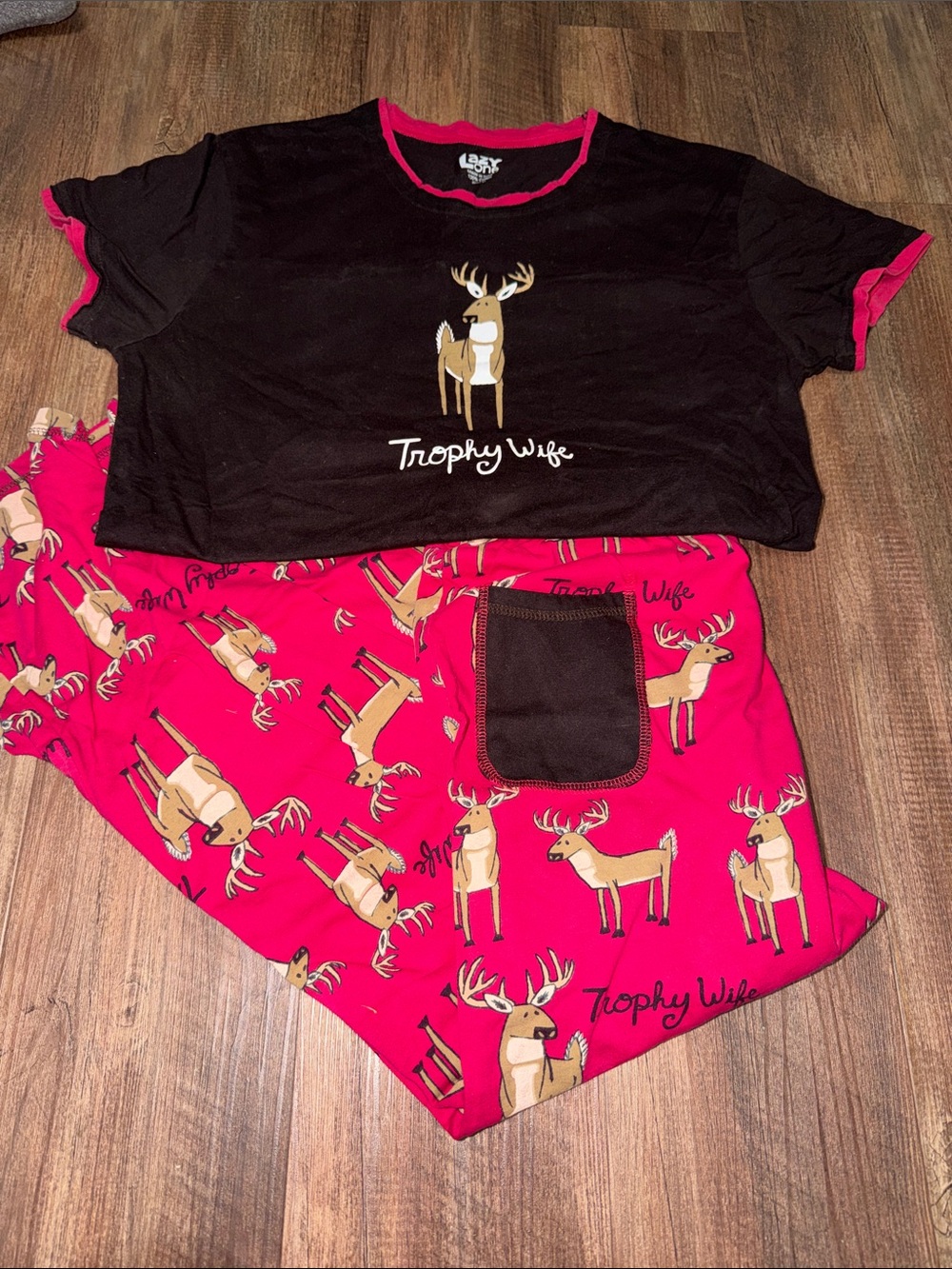 Lazy One Trophy Wife Deer PJ Set Size Medium